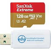 SanDisk 128GB MicroSDXC Extreme Class 10 Memory Card SDSQXAA-128G-GN6MN | Works with DJI Osmo Action 6, Pocket 3, Pocket 2, O