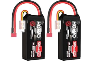 HOOVO 2S Shorty Lipo Battery 2200mAh 100C 7.4V RC Lipo Battery with T Connector for FPV Racing Drone RC Airplane Helicopter Quadcopter Car-2 Pack