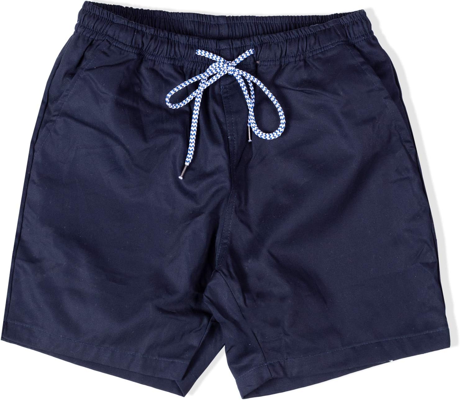 Visive Mens Shorts Elastic Waist Chino Drawstring 6" Inseam Solid Basic Walk Short Size S - 2XL