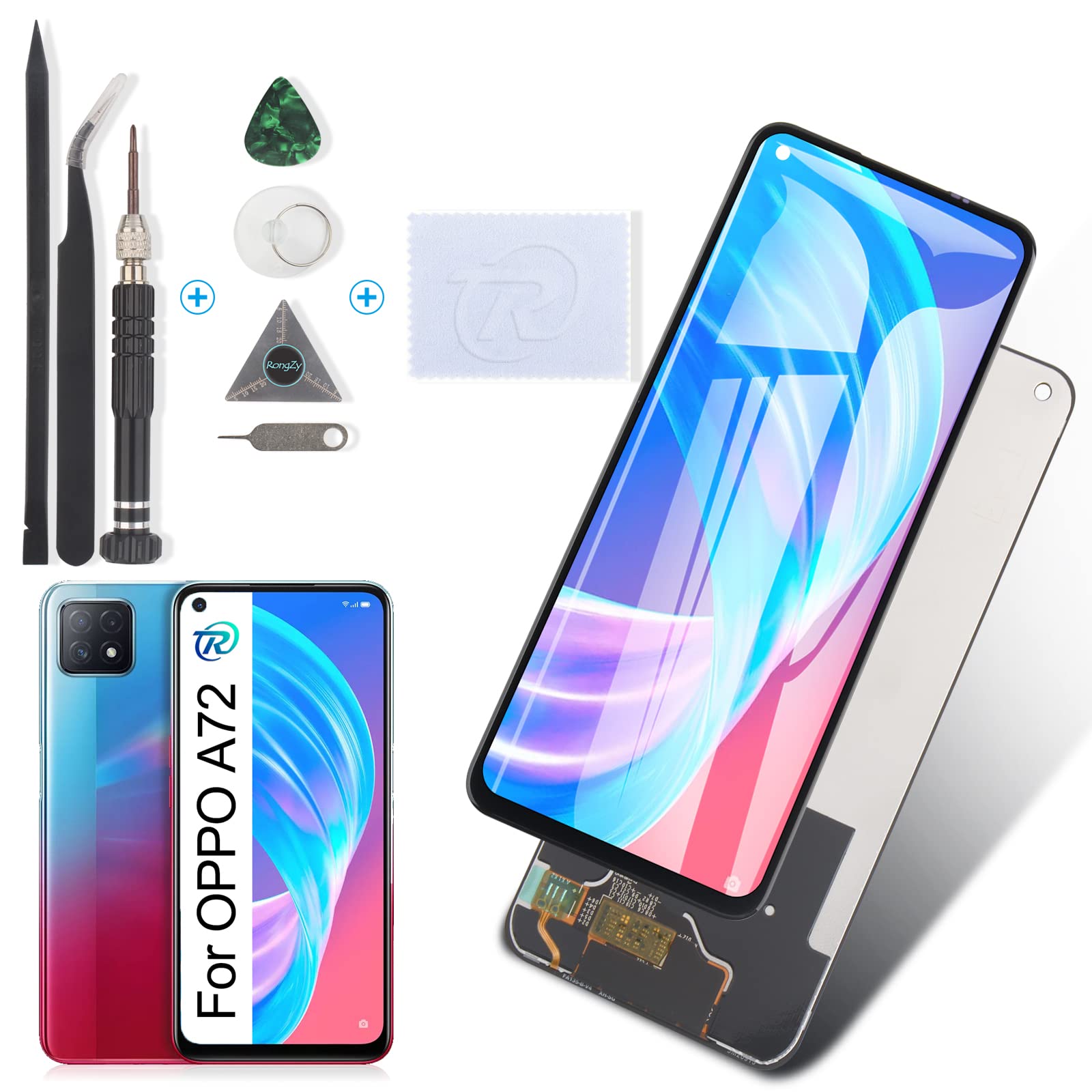 RongZy LCD for Oppo A72 CPH2067 PDYM20 Screen Replacement LCD Display Touch Digitizer Assembly for CPH2067 Screen Replacement Part with Tools(Black)