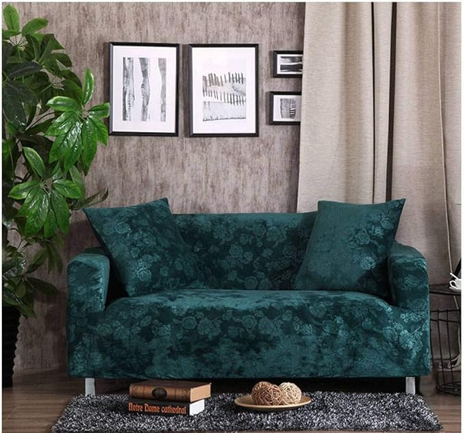 Velvet Sofa Cover, Soft Sofa Bed Cover Floral Sofa Protector Elastic 4
