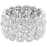 Lavencious Infinity Shape Rhinestone Stretch Bracelet Evening Party Jewelry 7”