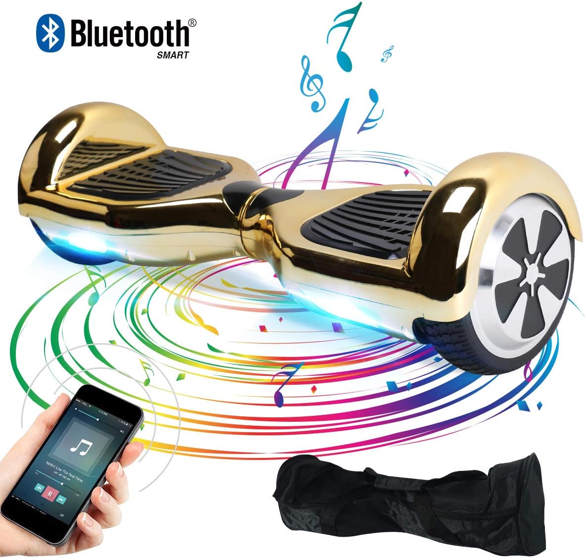 Windgoo 6.5" Two Wheel Self Balancing Scooter with Built-in Bluetooth Speakers and Carry Bag