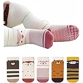 BEHELE Baby Toddler Non-skid Socks Warm Thick Anti Skid Slipper Crew Socks for Girl Boy Newborn Infant 5 Pairs