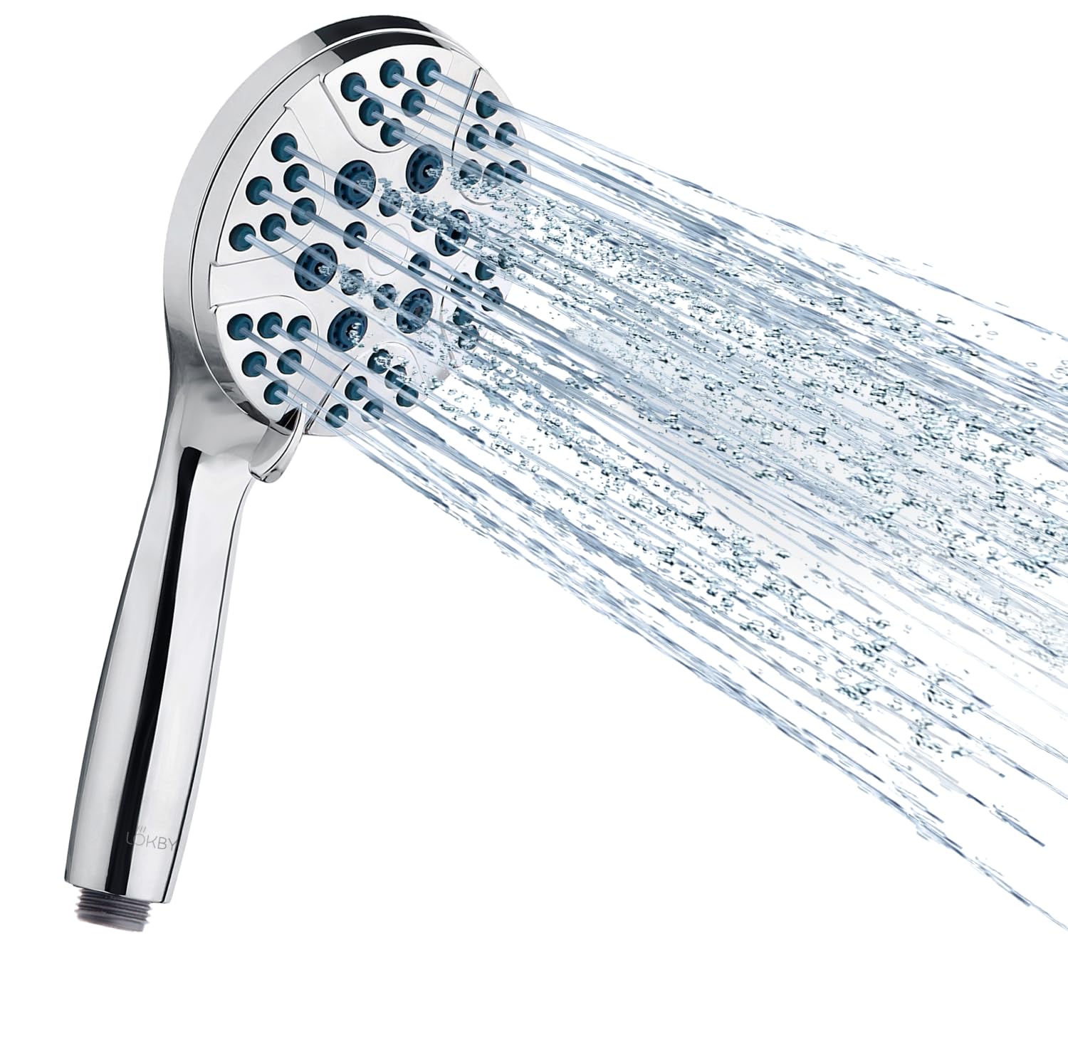 Lokby 8 Settings Shower Head High Pressure - Water Saving System 28% Less Water with High Pressure Shower Heads - Low Pressure Shower Head - Anti-Clog Nozzles Prevent Build Up - G1/2 Connection