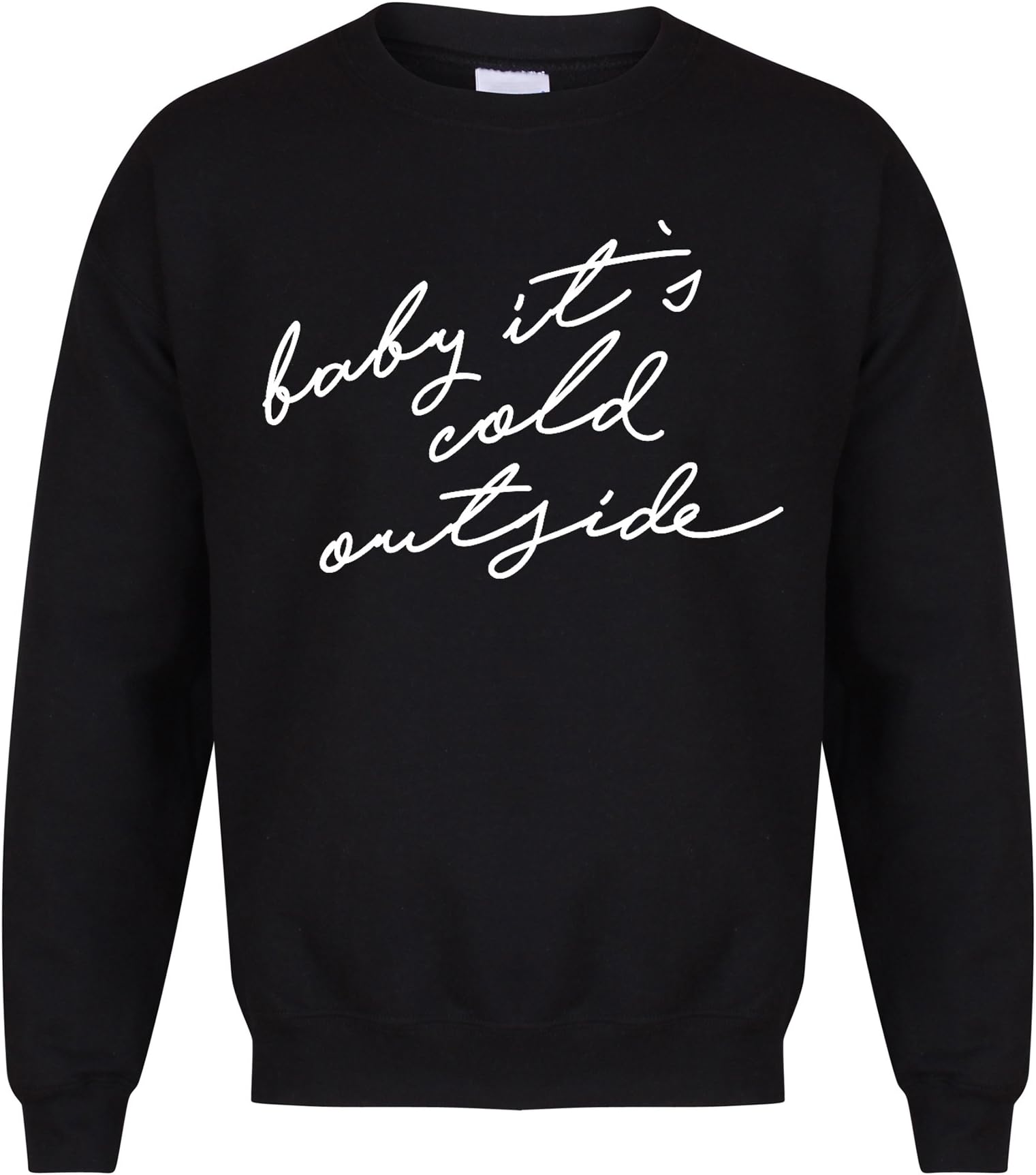 Kelham Print Unisex Slogan Sweater Jumper Baby It's Cold Outside Black