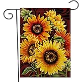 Artofy Home Decorative Sunflowers Garden Flag, Summer Fall House Yard Outdoor Welcome Decor Autumn Vintage Outside Flower Decoration Sign, Farmhouse Seasonal Small Burlap Flag Double Sided 12 x 18