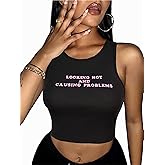 Hilinker Women's Summer Tank Tops Sleeveless Heart Printed Sheer Mesh Basic Crop Cami Tops Shirt