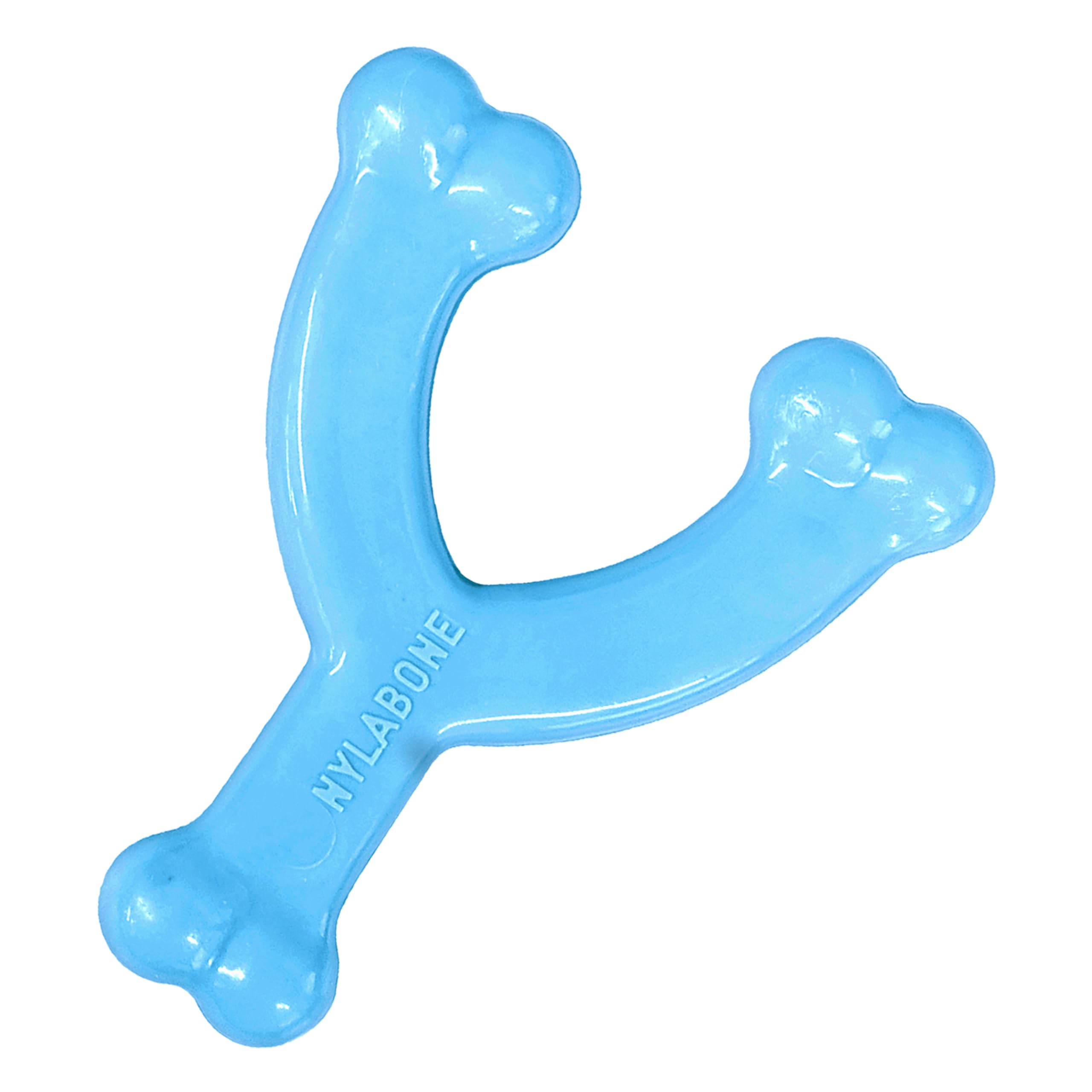 Nylabone Wishbone Puppy Chew Toy Teething Blue Chicken Flavor X-Small 1 Count