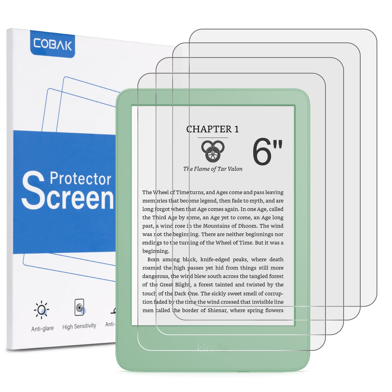 Photo 1 of CoBak 4 Pack Anti-Glare Matte Screen Protector for 6" Kindle 2024 and 2022 (11 Generation) Kobo Nia, and PocketBook - High Clarity, Fingerprint Resistance, Anti-Bubble PET Film