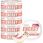 GRINDS Energy Pouches - Natural Caffeine Pouches - Contains B-Vitamins, Sugar-Free, & 0 Calories - 80mg of Caffeine in Each Pouch - White Peach - 6 Pack, 15 Pouches Per Can