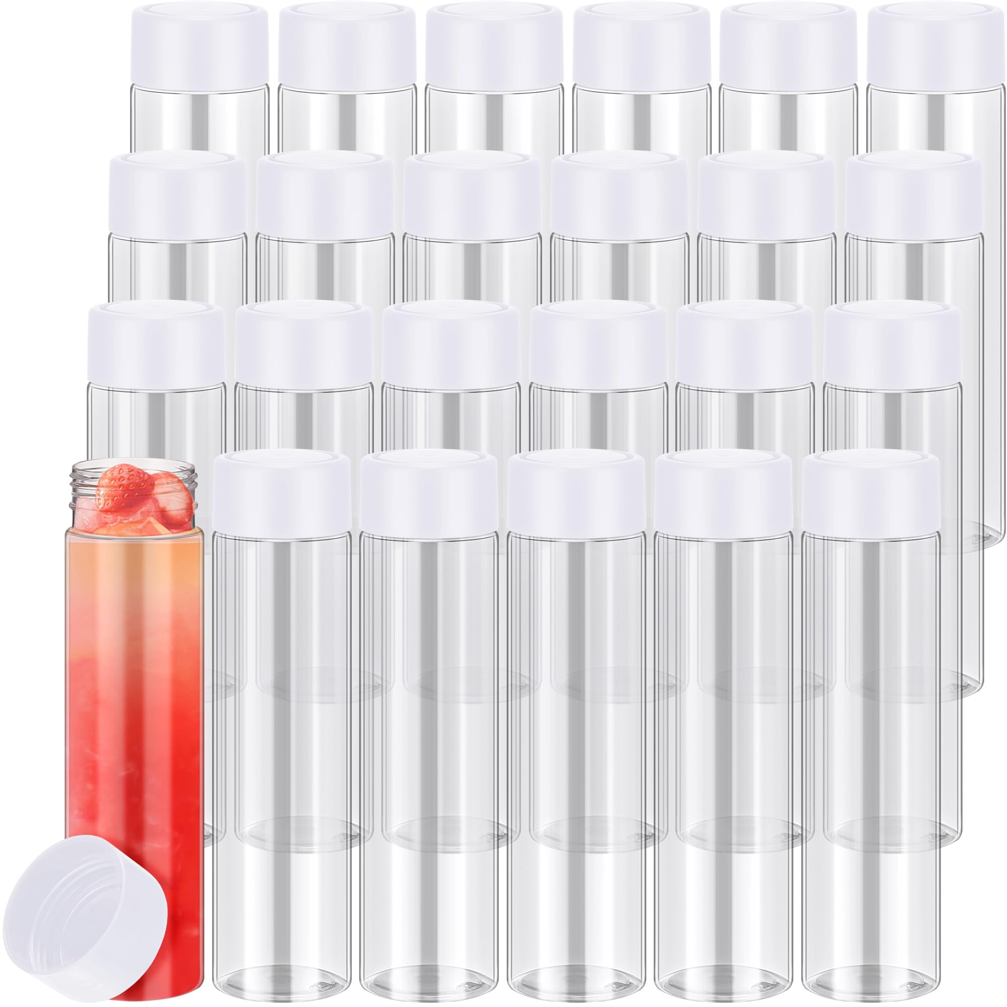 Photo 1 of Zhehao 24 Pcs 13.5 oz 400 ml Plastic Juice Bottles with Caps Reusable Sensory Bottles with White Lids Bulk Water Empty Clear Drink Containers for Storing Beverages Smoothie Milk Tea