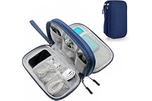 DDgro Small Cord Organizer Travel Case, Electronics Carrying Pouch Bag for Tech Accessories/Charger/Cables/Magic Mouse (Small, Navy Blue)