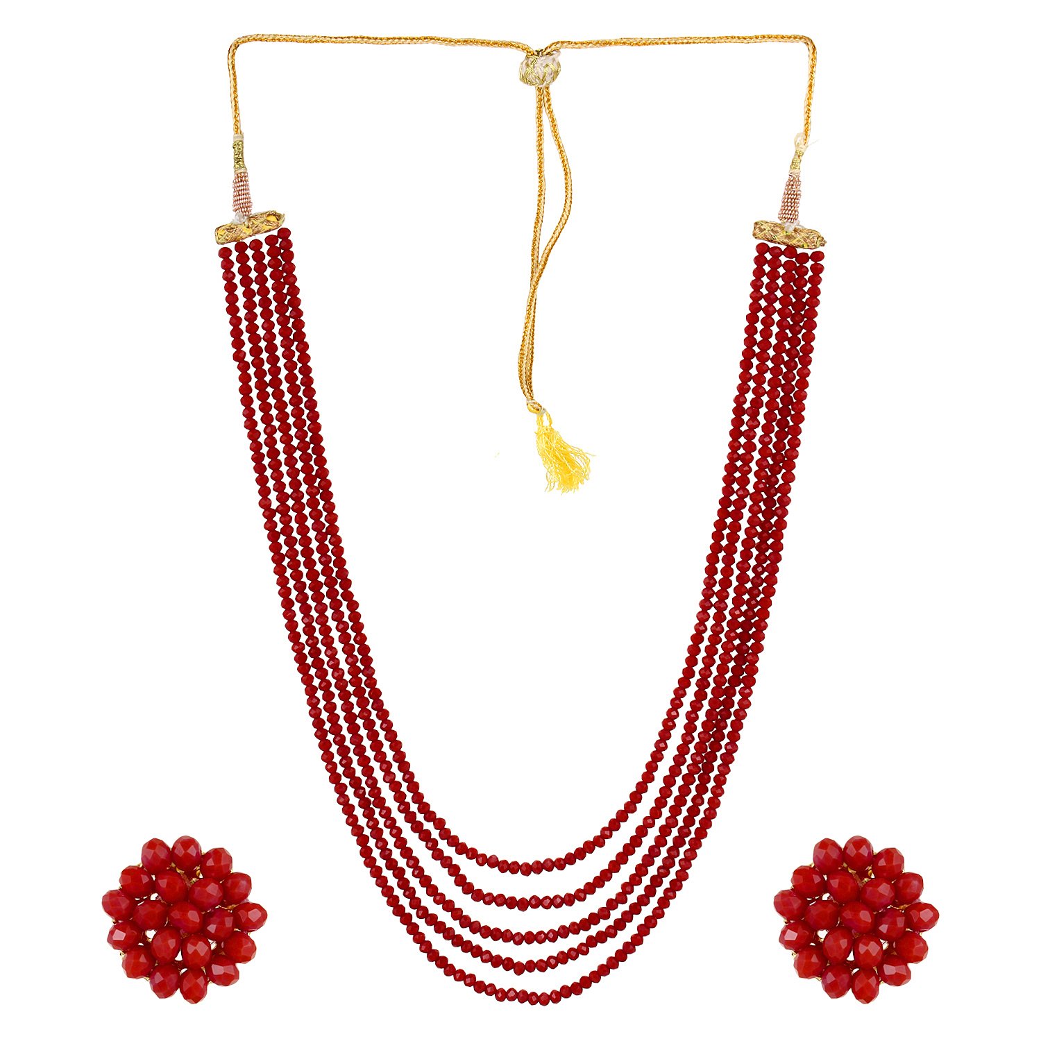 aradhya five layer crystal beads necklace with earrings &hellip;