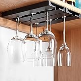 DESONAUT 2Pcs Wine Glass Holder，Stemware Rack Plastic Punch-free Hanging Under Cabinet for Bar,Kitchen and Restaurant (black)