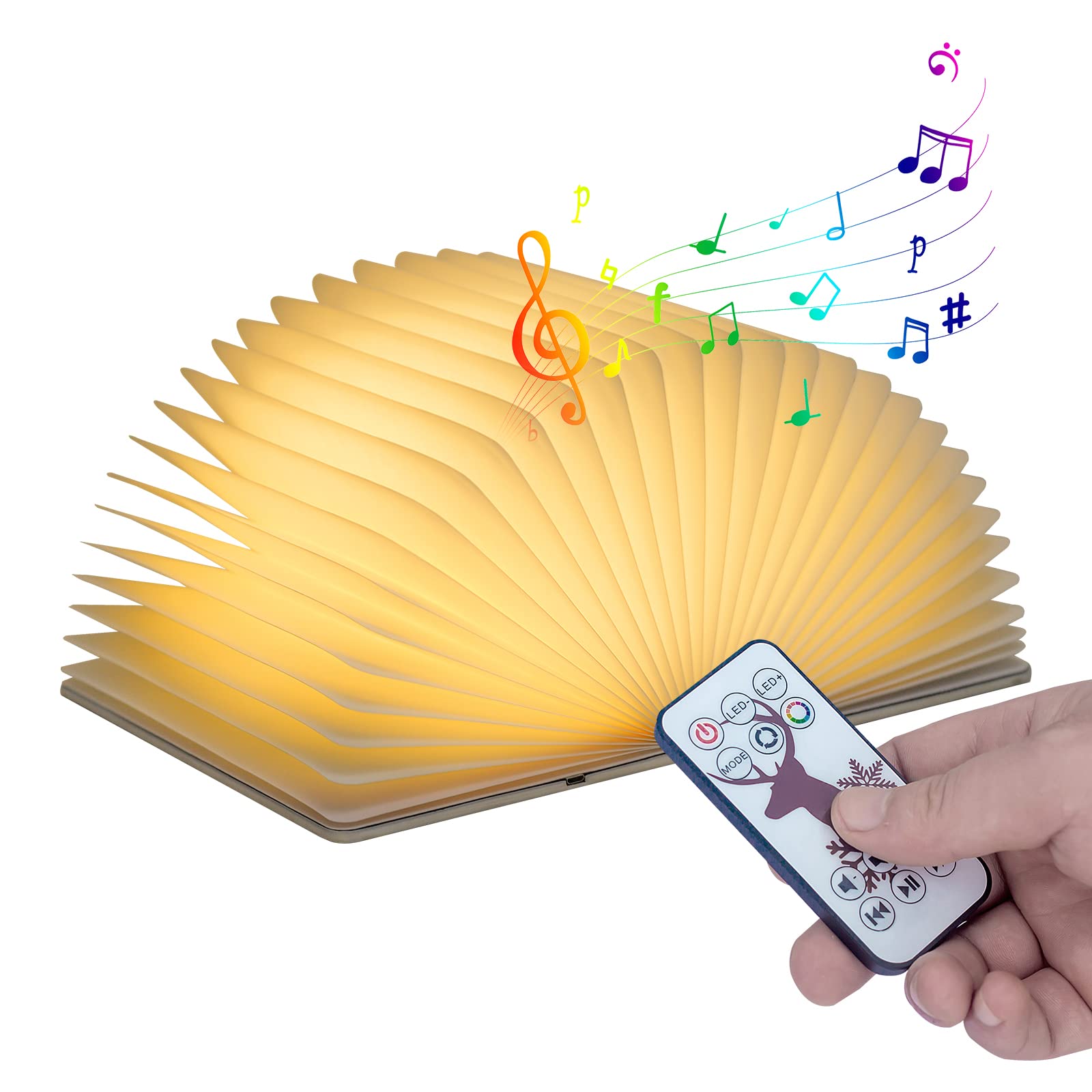 QXMGCBOK 3D Embossed Book Night Light, Folding Book Lamp,Decorative Faux Books Decor for Office, Book Lovers Unique Gifts for Men Woman Children (Dragon Music Book Lamp)