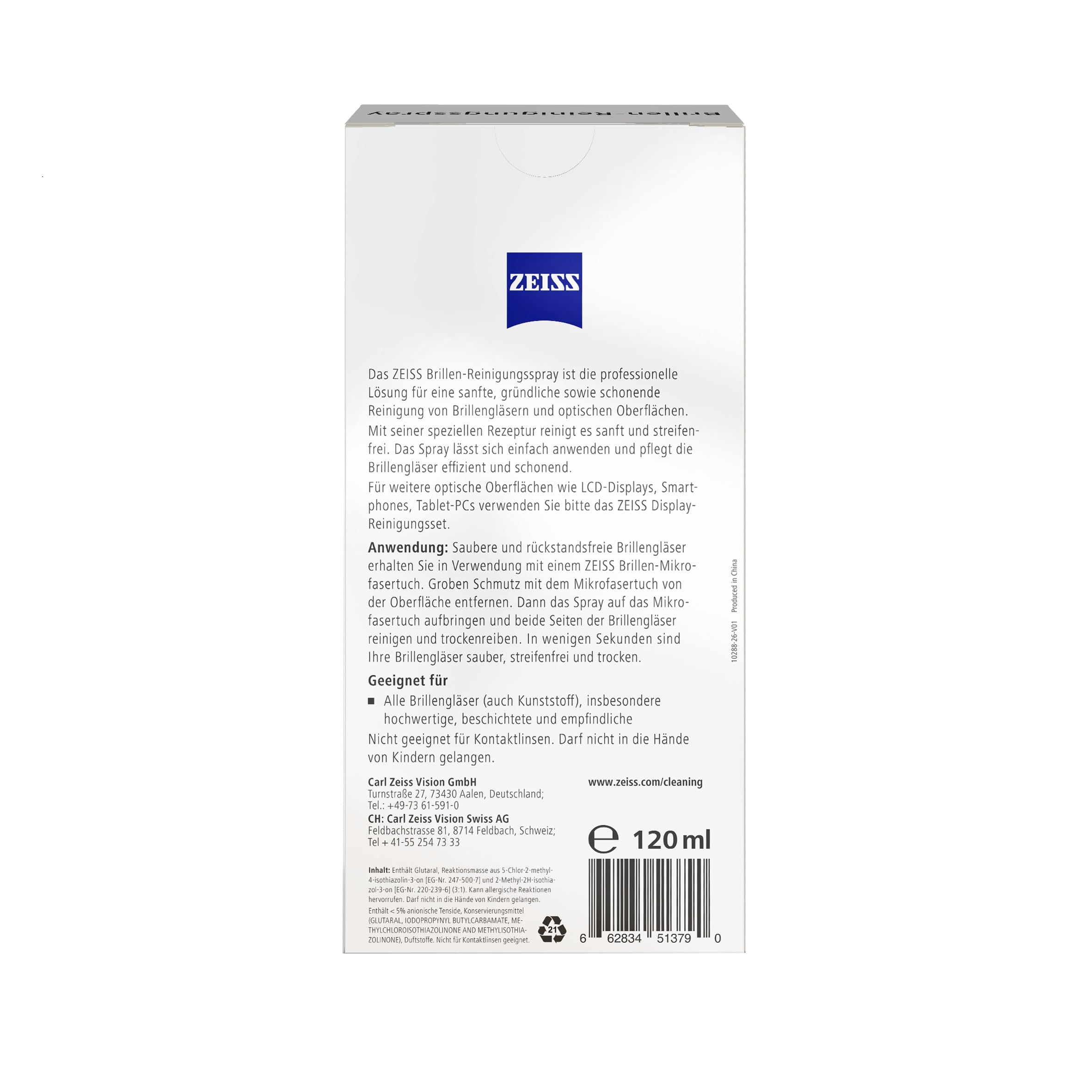 ZEISS Brillen-Reinigungs-Spray Doppelpack mit 2x 120ml Inhalt zur schonenden & gründlichen Reinigung Ihrer Brillengläser - alkoholfrei 2