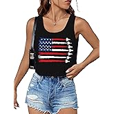 VVNTY American Flag Crop Tank Tops Women's Patriotic 4th of July Tee Girls Summer Sleeveless USA Shirts