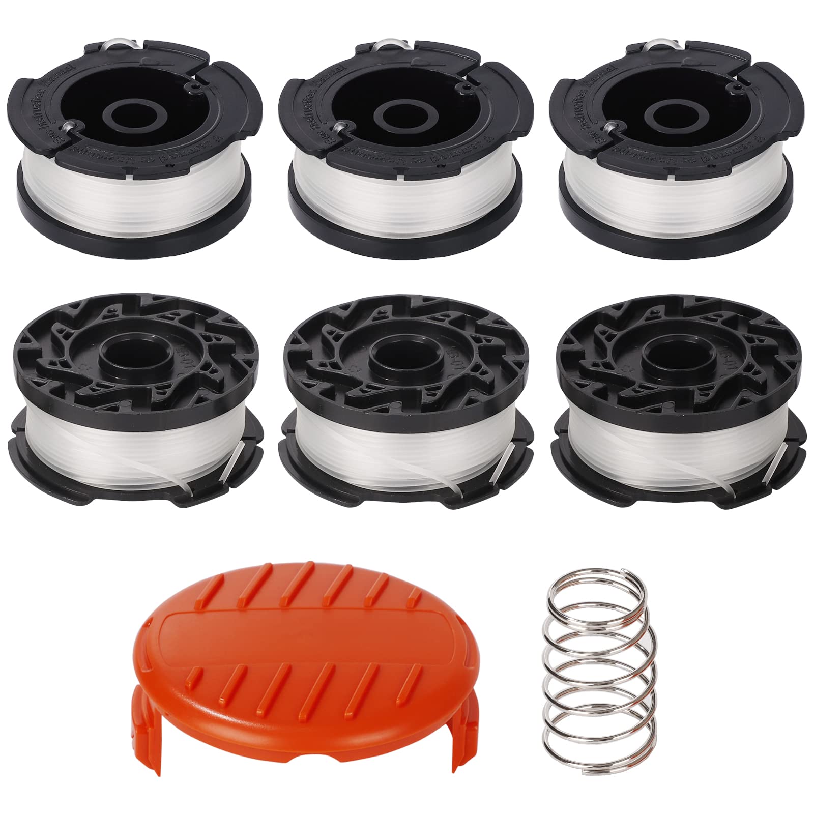 6 Pack A6481 A6485 Thread Spool for Black Decker Strimmer STC1820CM STC1820PC STC1820EPC STC1840EPC ST5530 ST1823 GLC1823L20 (6 Pack + 1 Copertura + 1 Molar la)