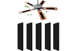 Evenpop 5 Pcs Ceiling Fan Filters for Blades,Activated Coconut Shell Carbon Air Filters, Ceiling Fan Air Purifier Pads Ceiling Fan Air Filters for Household Contaminants - Black