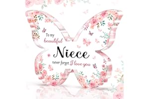 Glydein Gifts for Niece, Niece Gifts from Auntie Aunt - 5x3.8x0.5 Inch Butterfly Acrylic Plaque Decor - Mothers Day Valentines Christmas Birthday Gift for Niece