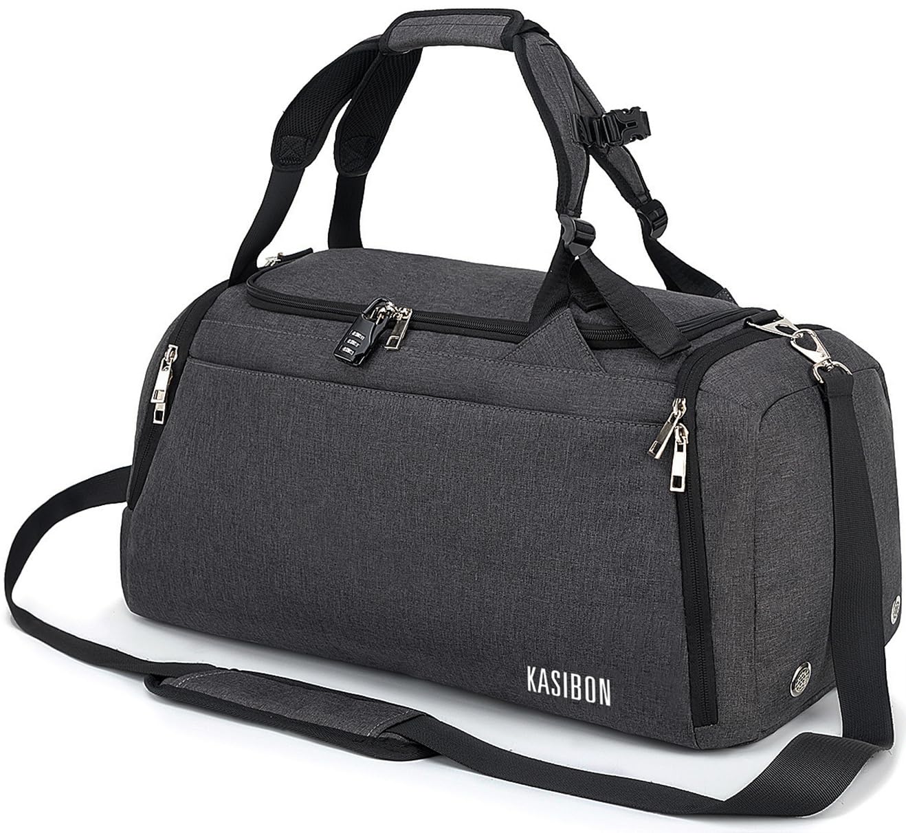 Sports Duffle Bag with Shoes Compartment and Wet Pocket, 42L Waterproof Gym Bag for Men and Women, Durable Travel Duffel Bag with Shoulder Strap and Combination Lock