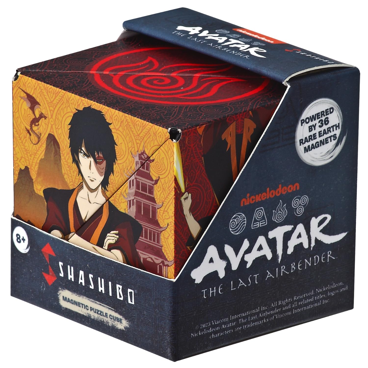 SHASHIBO Avatar The Last Airbender Shape Shifting Box - STEM Magnetic Fidget Cube that Transforms Into Over 100 Shapes, Download Fun in Motion Toys Mobile App (Fire)