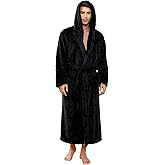 Vulcanodon Mens Robe Big and Tall with Hood, Full Length Plush Robe for Men Long Fleece Bathrobe