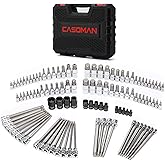 CASOMAN 107 Pieces Bit Socket Set, 1/4", 3/8" and 1/2" Drive, Torx/Extra Long/Tamper Proof Torx/Hex/Ball End Hex, SAE/Metric,