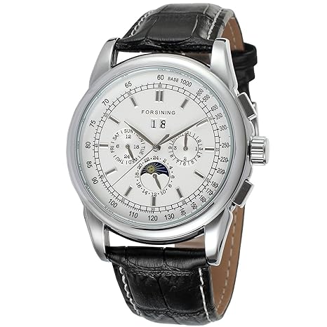 Forsining Men's Automatic Movement Moon Phase Display Luxury Wrist Watch FSG319M3S