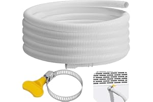 Nkiy Quen 16.5 Ft Dehumidifier Drain Hose 3/4" FHT- Cuttable Leakproof Dehumidifier Discharge Hose for Drainage- Flexible Universal Corrugated Drain Hose Replacement with Clamp for Most Dehumidifier