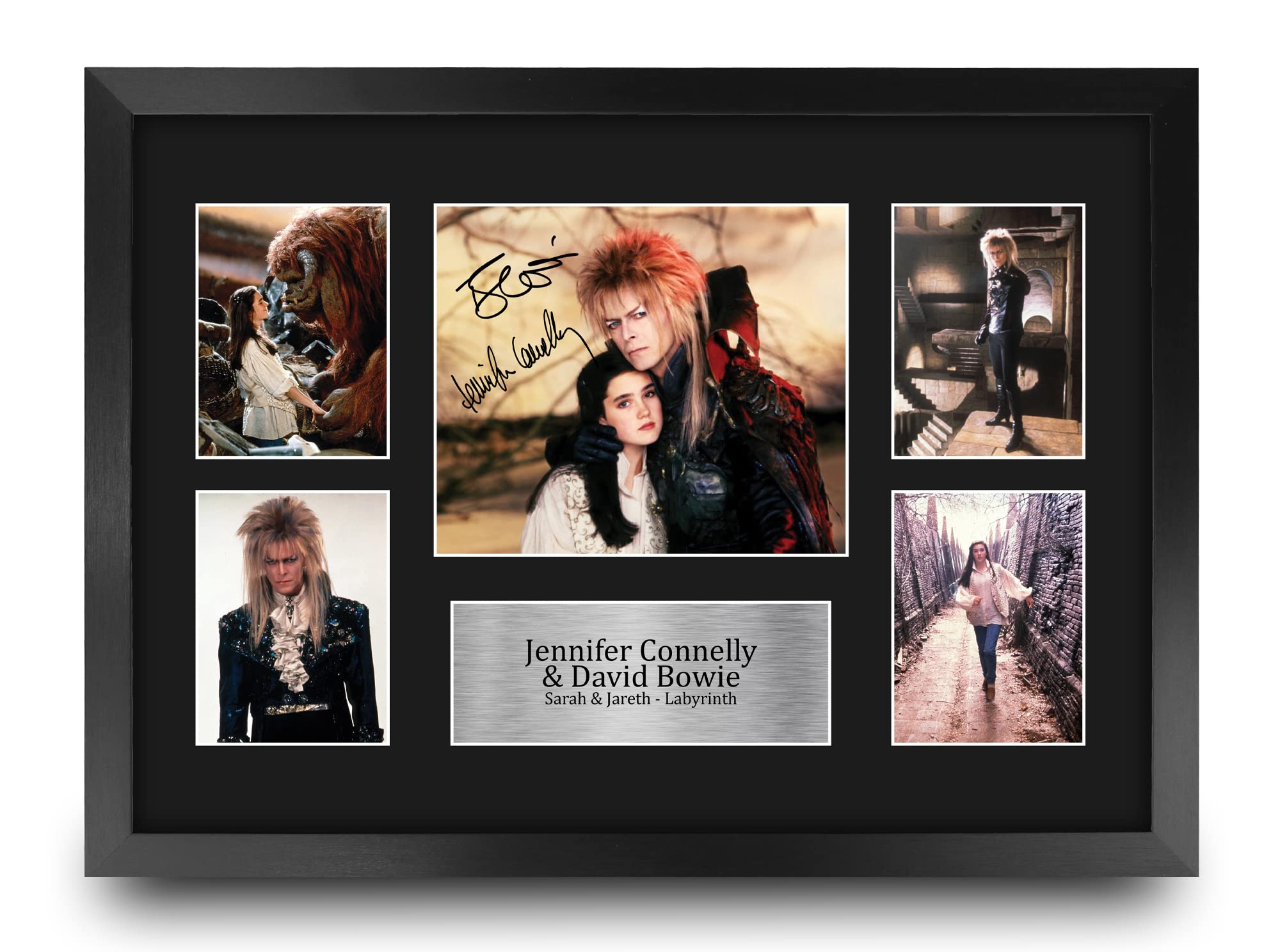 HWC Trading FR A3 Jennifer Connelly & David Bowie Labyrinth Sarah Williams & Jareth Gifts Printed Signed Autograph Picture for Movie Memorabilia Fans - A3 Framed