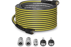 TUTULUCK Flexible Pressure Washer Hose 50FT, 1/4'' Kink Resistant 3600 PSI Power Washer Hose Extension with M22 and 3/8" Quick Connection Kit for Gas and Electric Pressure Washers