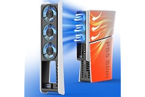 QYCHHJ Cooling Fan for PS5 Slim Digital & Disc, Auto Power On/of/Adjustable by Sensing Temperatures, 2-Level Speed for PS5 Slim Cooling Fan USB 3.0 HUB for PS5 Slim Cooling Station Accessories