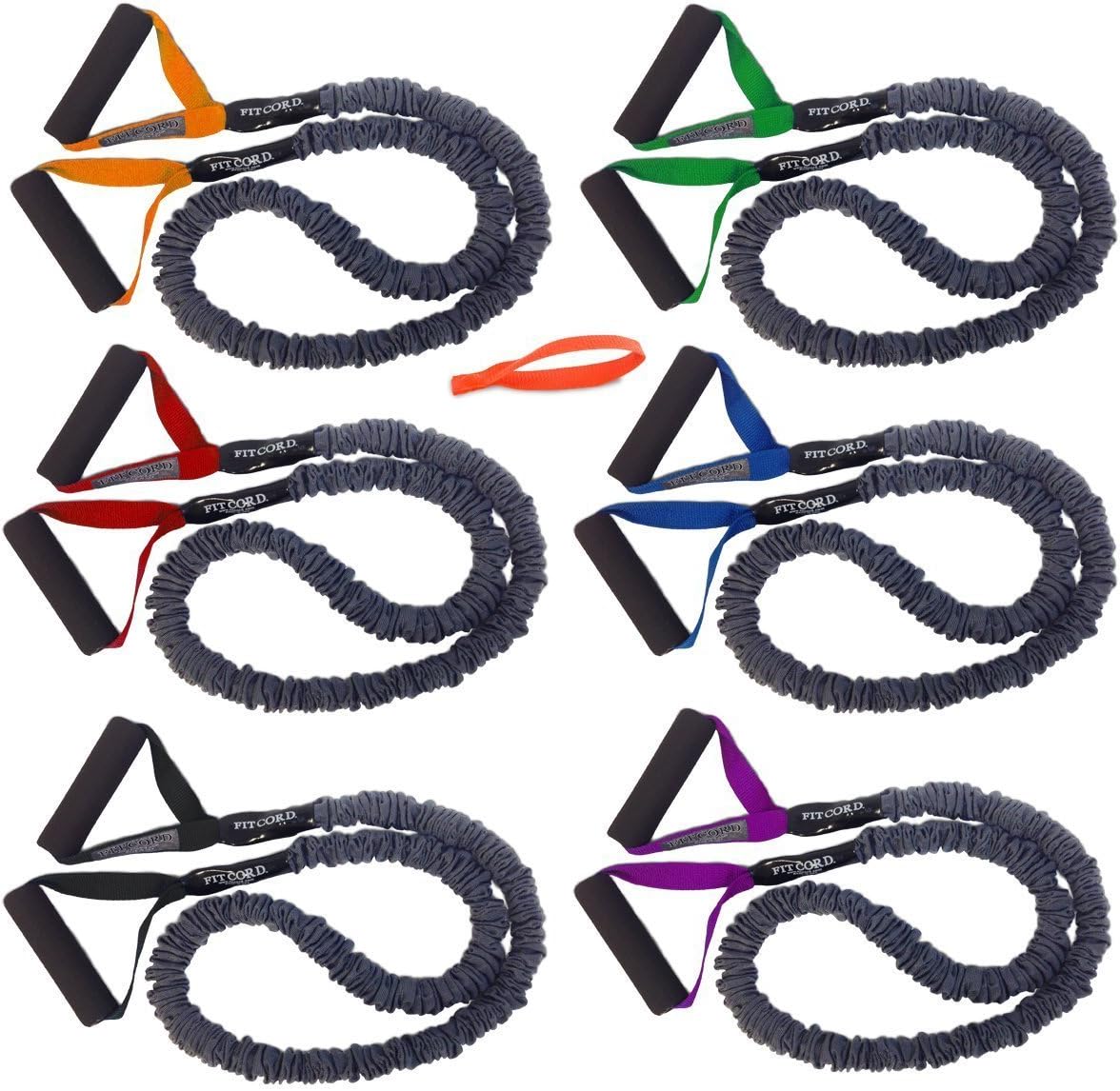 FitCord Resistance Bands - 4ft Premium Exercise Cords with Handles for Home & Gym, Shoulder & Arm Care, Muscle Performance, Sports, Rehab Workouts - Set of 6-7lbs to 55lbs