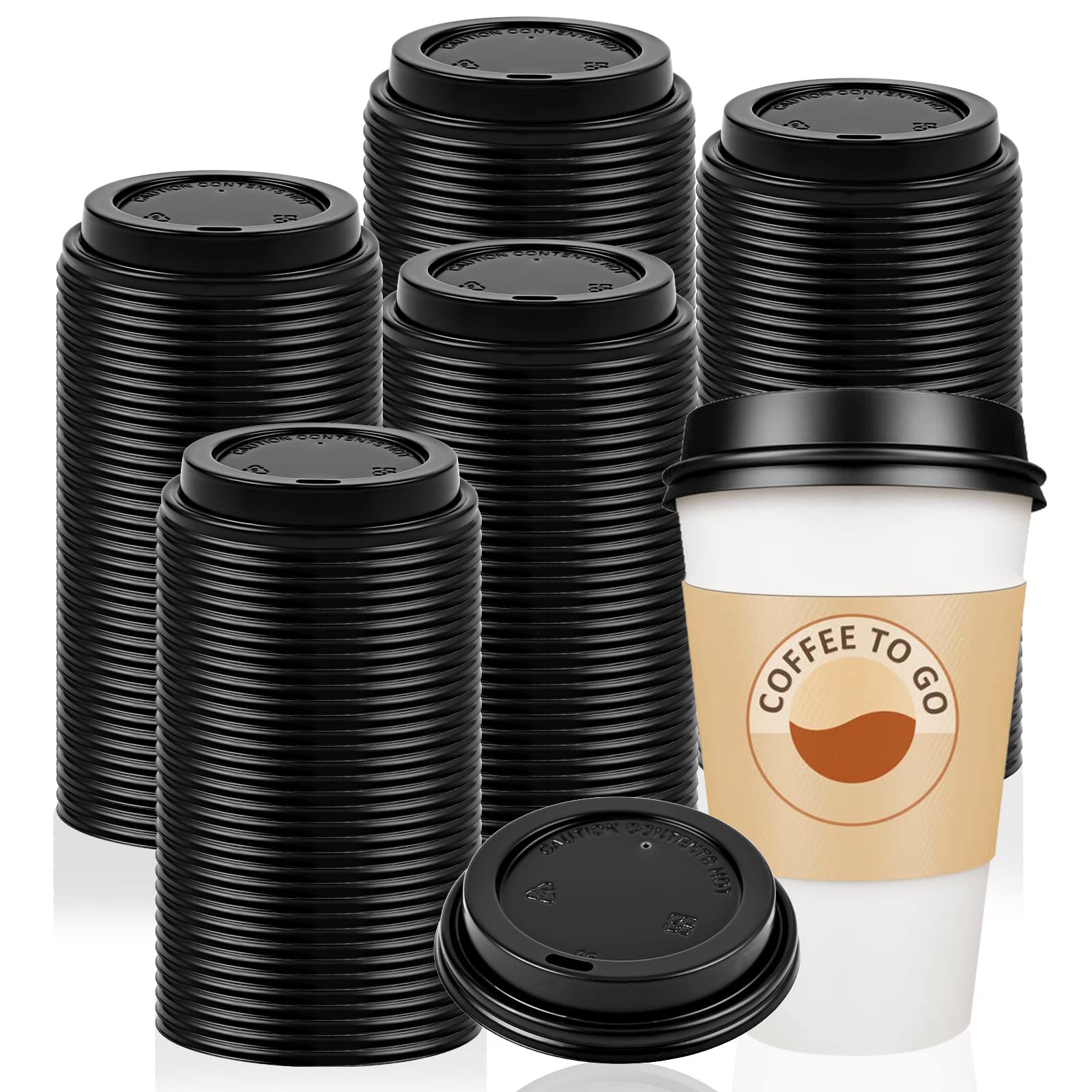 Photo 1 of 200 Pack Coffee Cup Lids Disposable Plastic Lid Hot/cold Beverage Drinking Cups for Water Dome Easy Flow Anti Spill Design Fits 10 to 24 oz and 8 oz Cups for Cafes, Office, Car, Home, Travel(Black)