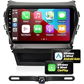 for Santa Fe 2013 2014 2015 2016 2017 Radio Stereo Wireless Carplay Auto | SizxNanv Upgrade Android 8-croe Head Unit DSP Navigation GPS WIFI FM/AM Bluetooth TouchScreen Multimedia Player Backup Camera