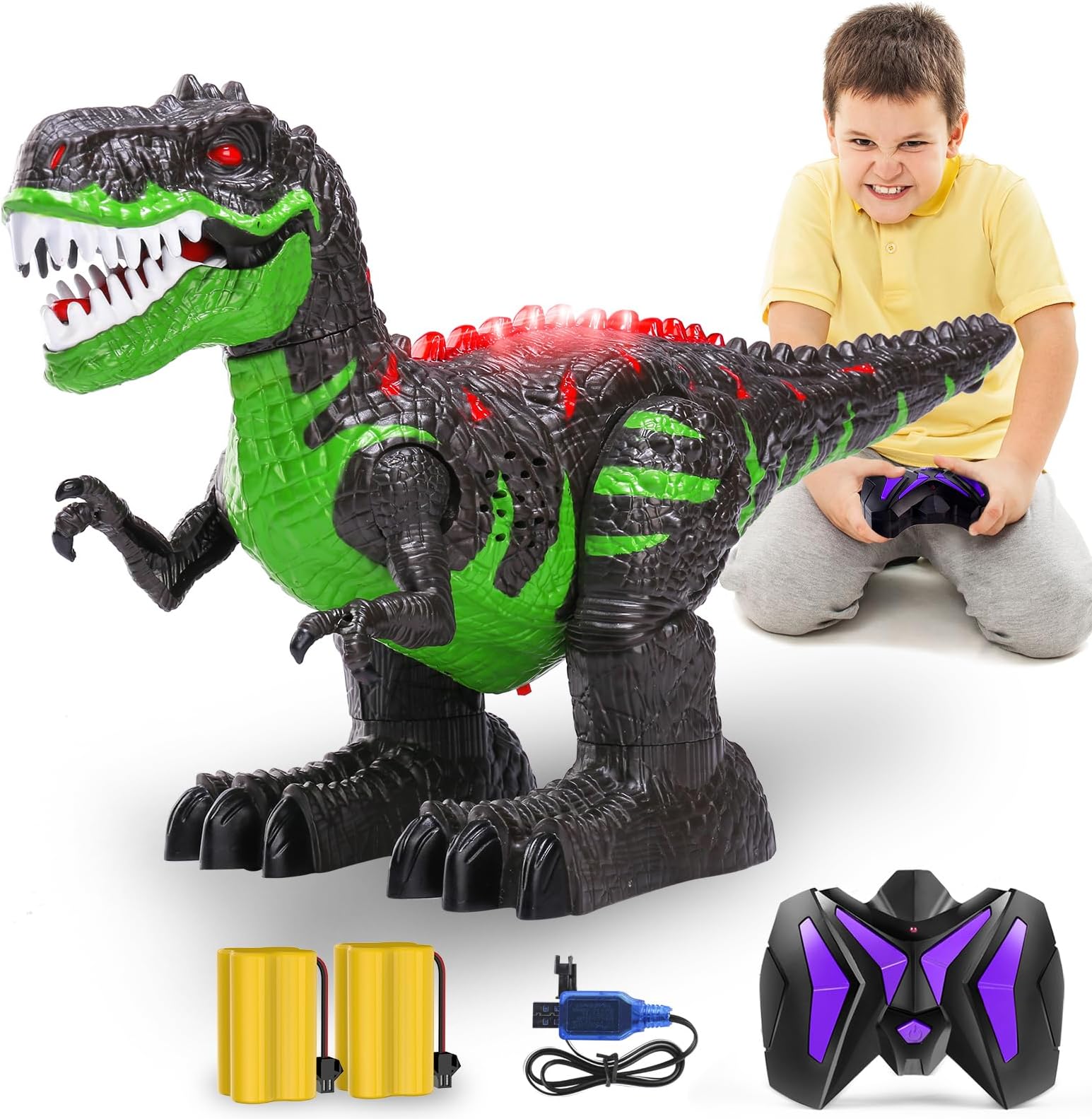 TEMI 8 Channels 2.4G Remote Control Dinosaur Toys for Kids 3 4 5 6 7