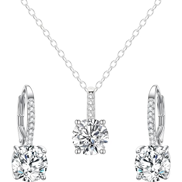 CPSLOVE Collane e Orecchini con stella da donna, Parure di gioielli in argento 925, Collana ciondolo stella, Catena da 45cm, Cerchio Orecchini a stella, Zircone intarsiato, Argento