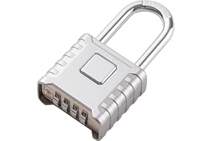 disecu® Long Shackle Heavy Duty Combination Lock, One Touch Unlocking, Anti-Error Design, High Security Waterproof Large Outdoor Padlock for School Gym Locker, Fence, Gate, Hasp Storage (Silver)