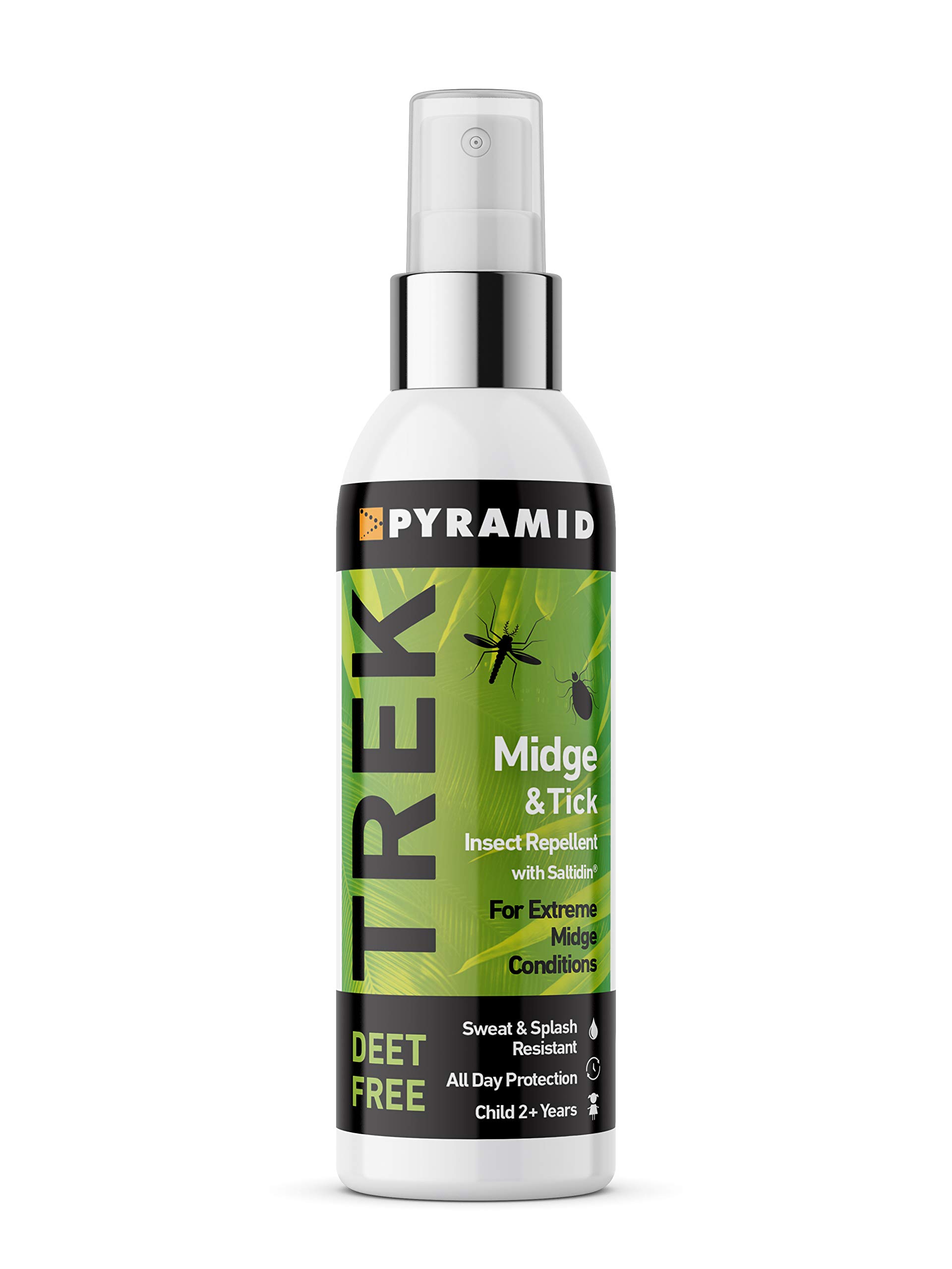 Pyramid Trek Midge & Tick No DEET Midge/Tick/Mosquito Repellent DEET FREE Saltidin Spray - 100ml