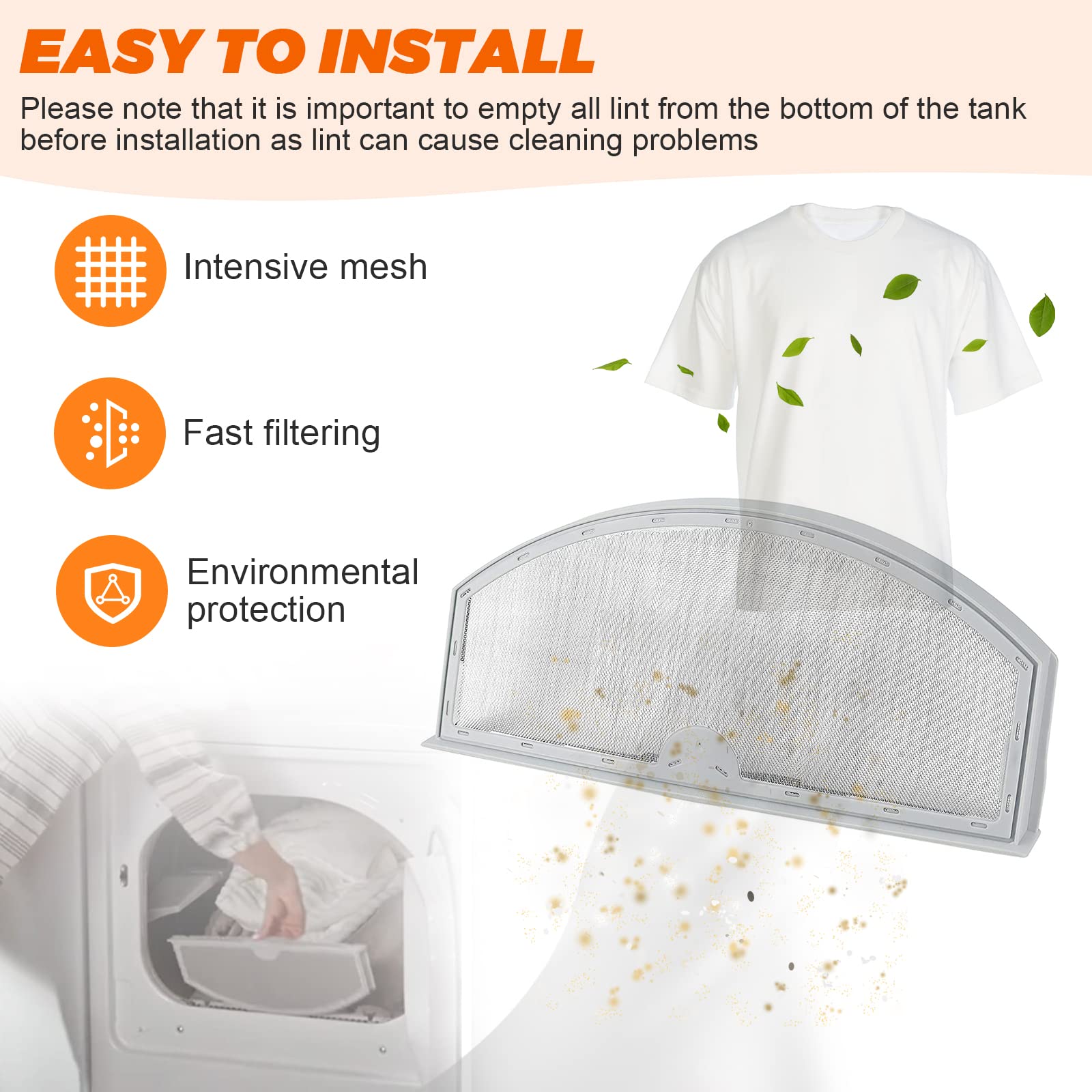WE03X23881 GTD42EASJ2WW Dryer Lint Fliter(stainless steel)Fit for GE Hotpoint appliance lint filter - Dryer Lint Trap work with AP6031713 4476390 gtd33eask0ww, gtd45gasj0w, gdt84ecsn0ws, gfd55essn0ww