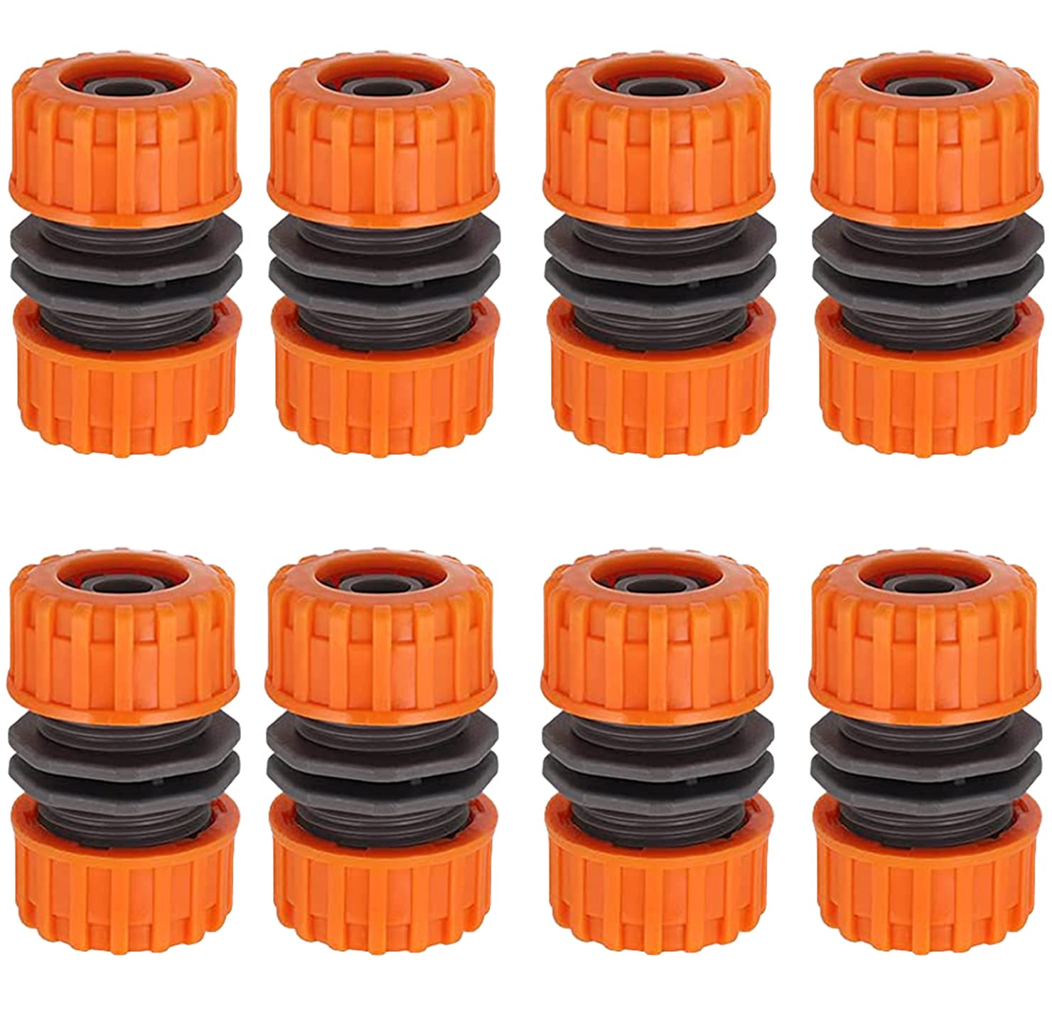 Generic Garden Hose Quick Coupling Kit, 8 Pieces, ABS Material, for 1/2 Inch Garden Trousers, Orange