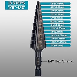 OXMUL M35 Step Drill Bits for Metal, 1/8 to