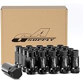 GAsupply 1/2-20 Extended Open Lug Nuts Black, 1.9" Tall 17mm Hex Cone Seat | 1/2x20 Extended Open End Bulge Acorn Wheel Lug Nuts, 1.9 inch 48mm Tall, 60 Degree Conical Seat 20 Pcs + 1 Socket Lock Key