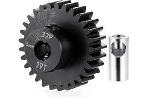 BRKRC Steel 32P 5mm Pinion Gear 25T 26T 28T 29T 30T 31T 32T 33T 34T 35T 36T 37T 38T Motor Gears for 1/10 1/8 RC Car Parts (29T)