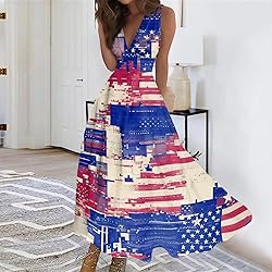 CHRATLHI Red White and Blue Dress for Women Holiday