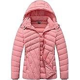 ALPIXIS Women's Lightweight Quilted Down Coat | Windproof, Waterproof, Detachable Hood, Warm for Winter Travel
