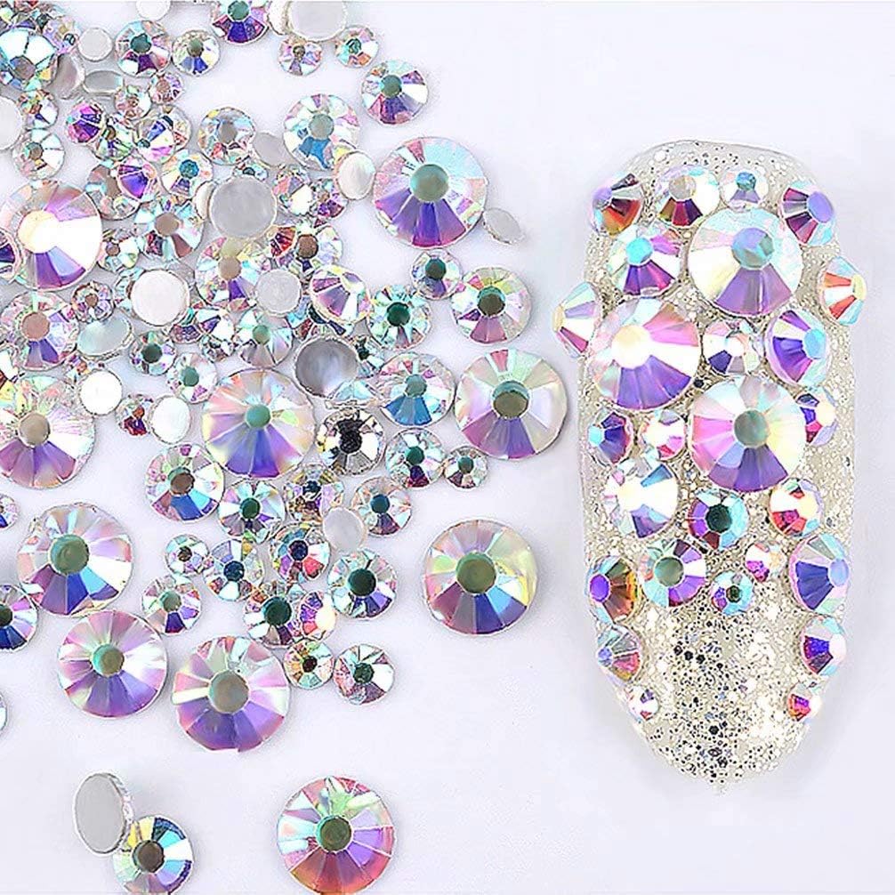 Rhinestones for Nails 288pcs Crystal AB/Crystal Flatback Glass Rhinestones Nail Art Crystals Diamond Art Round Flatback Gems Stones DIY Nails Decoration (Crystal AB ss30)