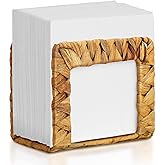 Glenmal Rattan Napkin Dispenser - Freestanding Water Hyacinth Napkin Holder - French Country Vintage Towel Organizer - Boho Kitchen Picnic Decoration